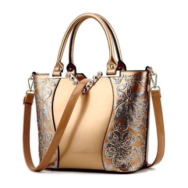 Luxury Sequin Embroidery Women's Patent Leather Handbag - Trendy Home Mart