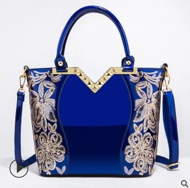 Luxury Sequin Embroidery Women's Patent Leather Handbag - Trendy Home Mart