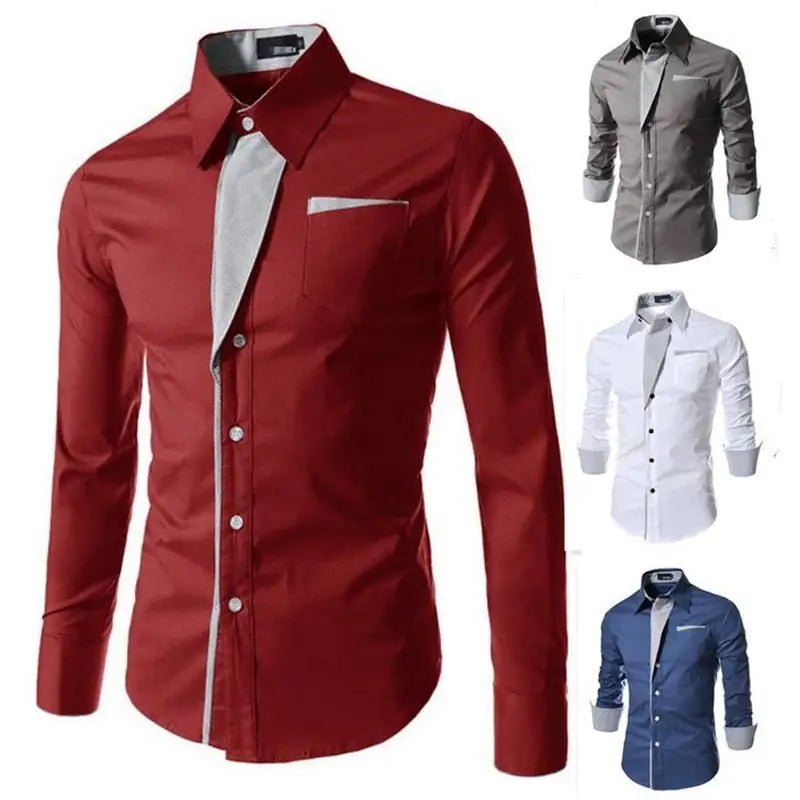 Male Fashion Shirts Full Sleeve Stripe Shirt Men Slim Fit Design Formal Dress Shirts 14 Colors Size M - 4XL - Trendy Home Mart