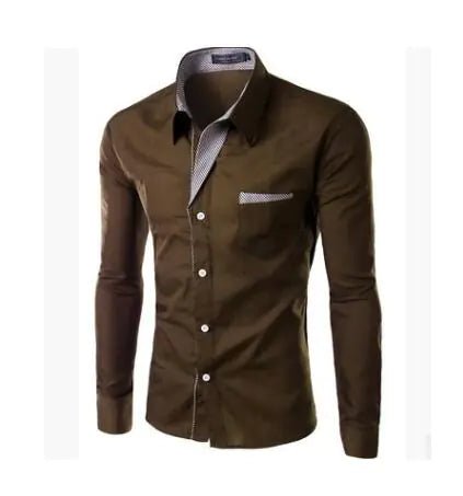 Male Fashion Shirts Full Sleeve Stripe Shirt Men Slim Fit Design Formal Dress Shirts 14 Colors Size M - 4XL - Trendy Home Mart
