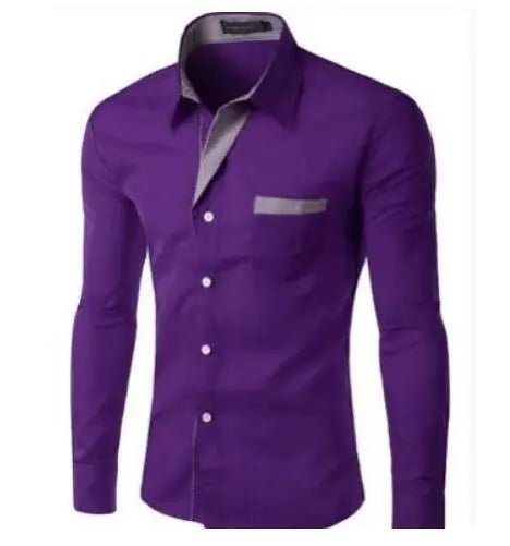 Male Fashion Shirts Full Sleeve Stripe Shirt Men Slim Fit Design Formal Dress Shirts 14 Colors Size M - 4XL - Trendy Home Mart