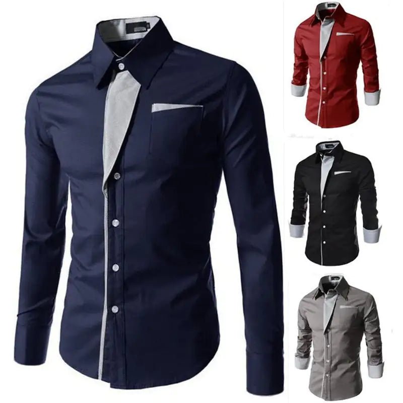 Male Fashion Shirts Full Sleeve Stripe Shirt Men Slim Fit Design Formal Dress Shirts 14 Colors Size M - 4XL - Trendy Home Mart