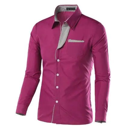 Male Fashion Shirts Full Sleeve Stripe Shirt Men Slim Fit Design Formal Dress Shirts 14 Colors Size M - 4XL - Trendy Home Mart