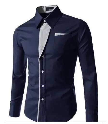 Male Fashion Shirts Full Sleeve Stripe Shirt Men Slim Fit Design Formal Dress Shirts 14 Colors Size M - 4XL - Trendy Home Mart