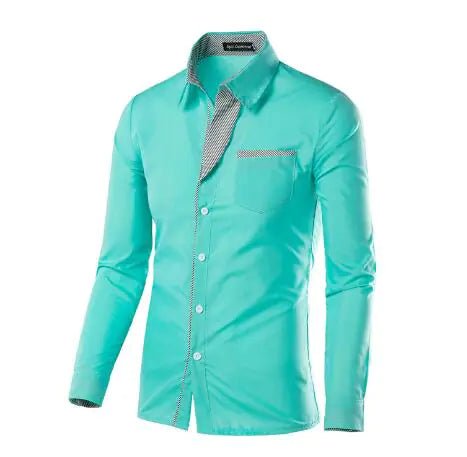 Male Fashion Shirts Full Sleeve Stripe Shirt Men Slim Fit Design Formal Dress Shirts 14 Colors Size M - 4XL - Trendy Home Mart