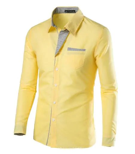 Male Fashion Shirts Full Sleeve Stripe Shirt Men Slim Fit Design Formal Dress Shirts 14 Colors Size M - 4XL - Trendy Home Mart