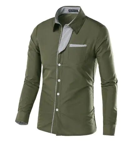 Male Fashion Shirts Full Sleeve Stripe Shirt Men Slim Fit Design Formal Dress Shirts 14 Colors Size M - 4XL - Trendy Home Mart