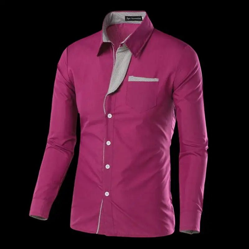 Male Fashion Shirts Full Sleeve Stripe Shirt Men Slim Fit Design Formal Dress Shirts 14 Colors Size M - 4XL - Trendy Home Mart