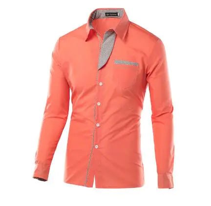 Male Fashion Shirts Full Sleeve Stripe Shirt Men Slim Fit Design Formal Dress Shirts 14 Colors Size M - 4XL - Trendy Home Mart