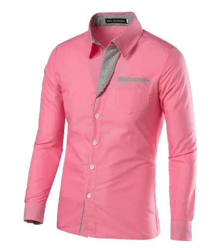 Male Fashion Shirts Full Sleeve Stripe Shirt Men Slim Fit Design Formal Dress Shirts 14 Colors Size M - 4XL - Trendy Home Mart