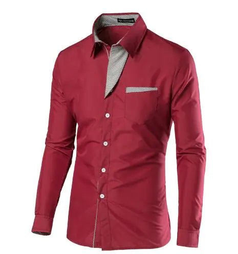 Male Fashion Shirts Full Sleeve Stripe Shirt Men Slim Fit Design Formal Dress Shirts 14 Colors Size M - 4XL - Trendy Home Mart