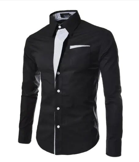 Male Fashion Shirts Full Sleeve Stripe Shirt Men Slim Fit Design Formal Dress Shirts 14 Colors Size M - 4XL - Trendy Home Mart