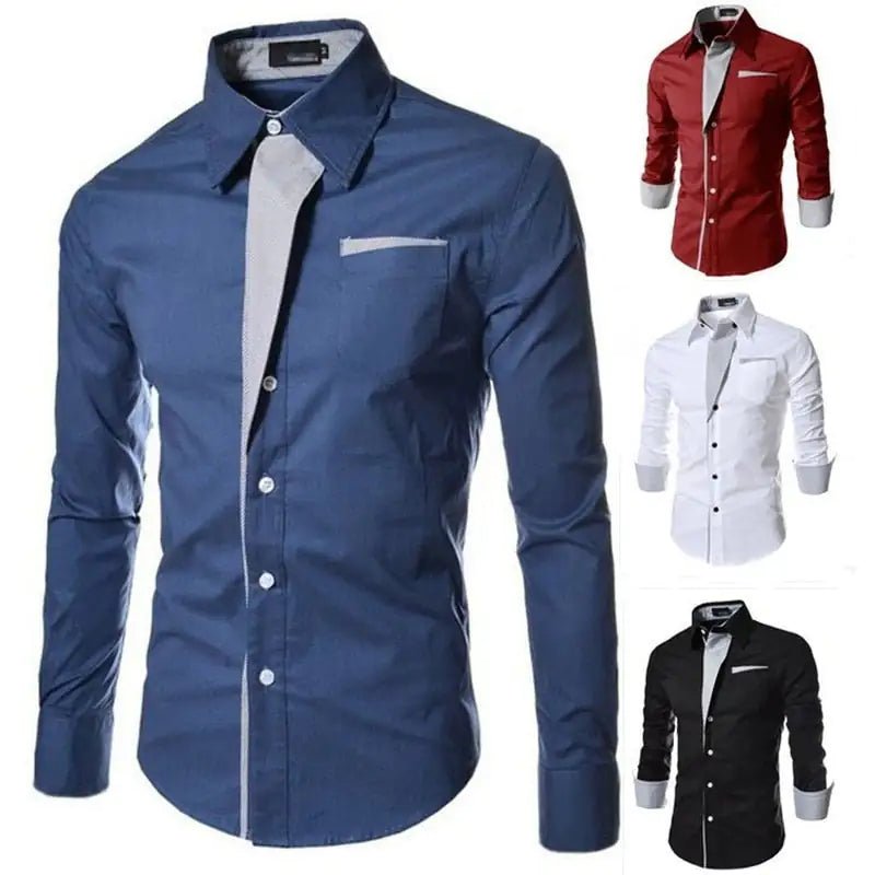 Male Fashion Shirts Full Sleeve Stripe Shirt Men Slim Fit Design Formal Dress Shirts 14 Colors Size M - 4XL - Trendy Home Mart