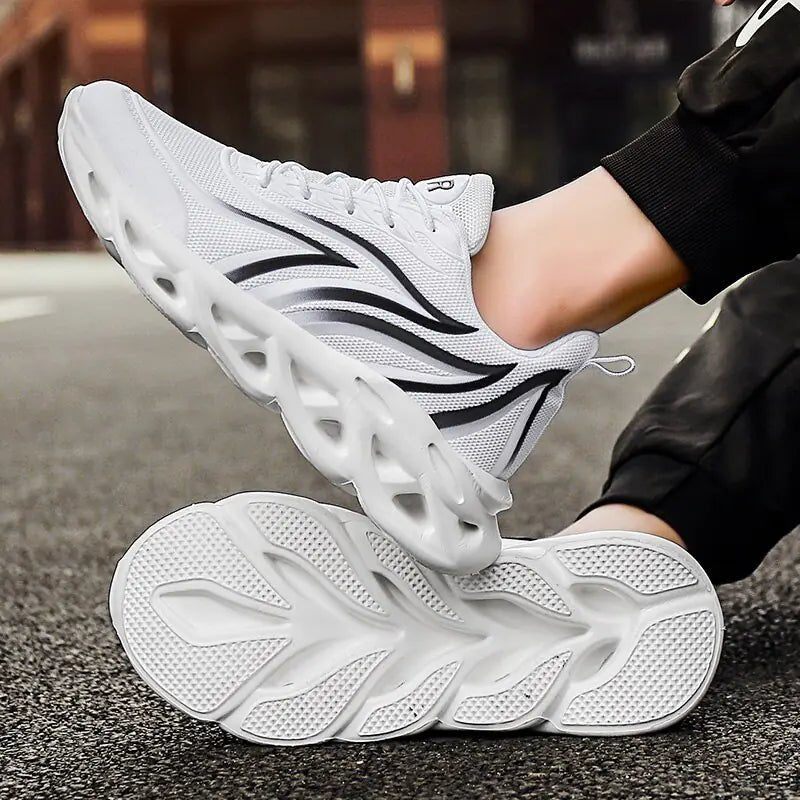 Men's Flame Printed Sneakers Flying Weave Sports Shoes - Trendy Home Mart