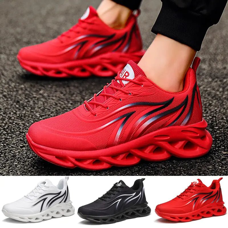 Men's Flame Printed Sneakers Flying Weave Sports Shoes - Trendy Home Mart