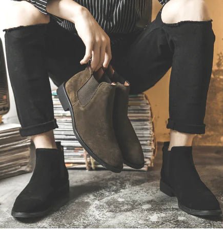 Men's High - Top Leather Chelsea Ankle Boots – Cowhide (35–46) - Trendy Home Mart