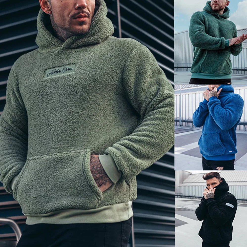 Men's Jacket Fashion Hooded Plush Sweater - Trendy Home Mart