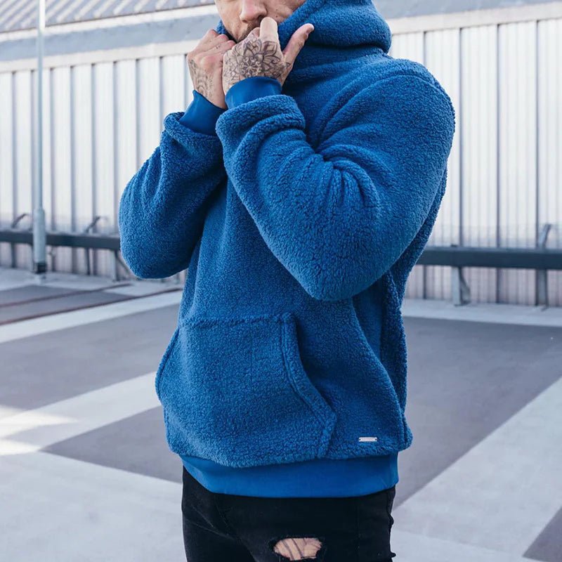 Men's Jacket Fashion Hooded Plush Sweater - Trendy Home Mart