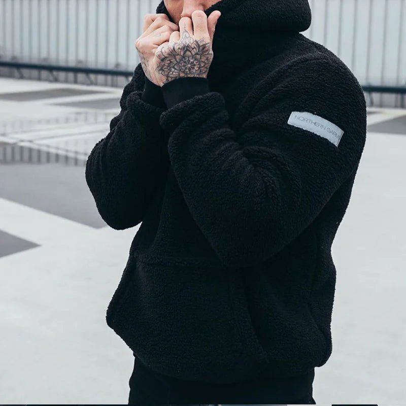 Men's Jacket Fashion Hooded Plush Sweater - Trendy Home Mart