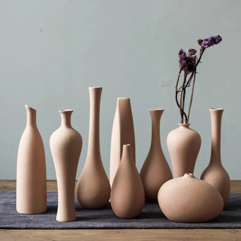 Minimalist Nordic Ceramic Vase – Elegant Frosted Finish - Trendy Home Mart