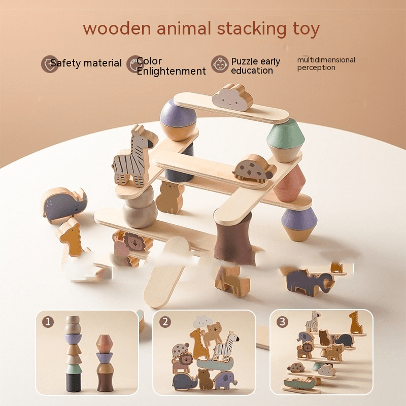 Montessori Wooden Animal Stacking Balance Toy - Trendy Home Mart