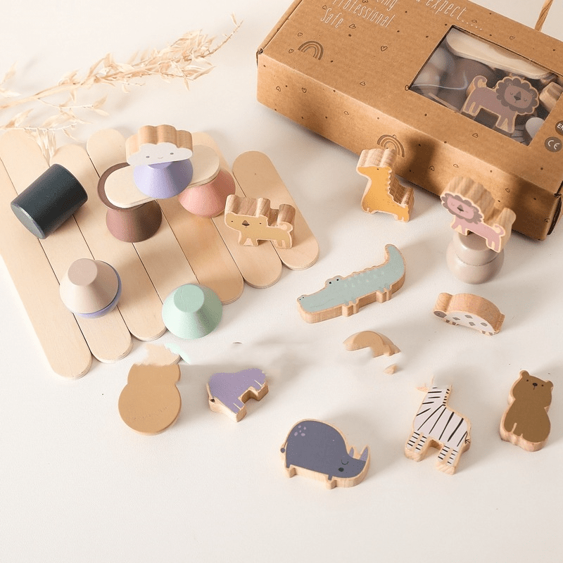 Montessori Wooden Animal Stacking Balance Toy - Trendy Home Mart