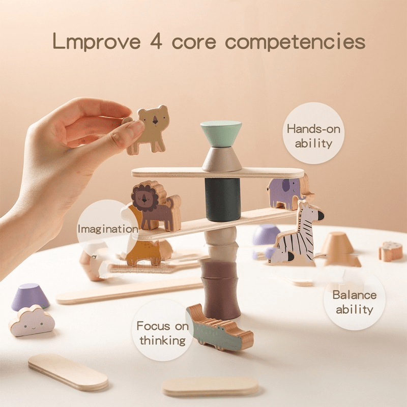 Montessori Wooden Animal Stacking Balance Toy - Trendy Home Mart