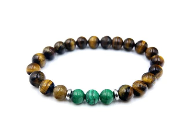 Natural Malachite Tiger Eye Beaded Bracelet - Trendy Home Mart