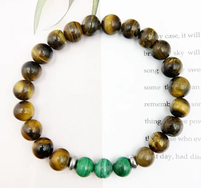 Natural Malachite Tiger Eye Beaded Bracelet - Trendy Home Mart