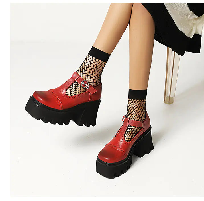 Round Toe Buckle Thick-Soled Casual Women's Shoes