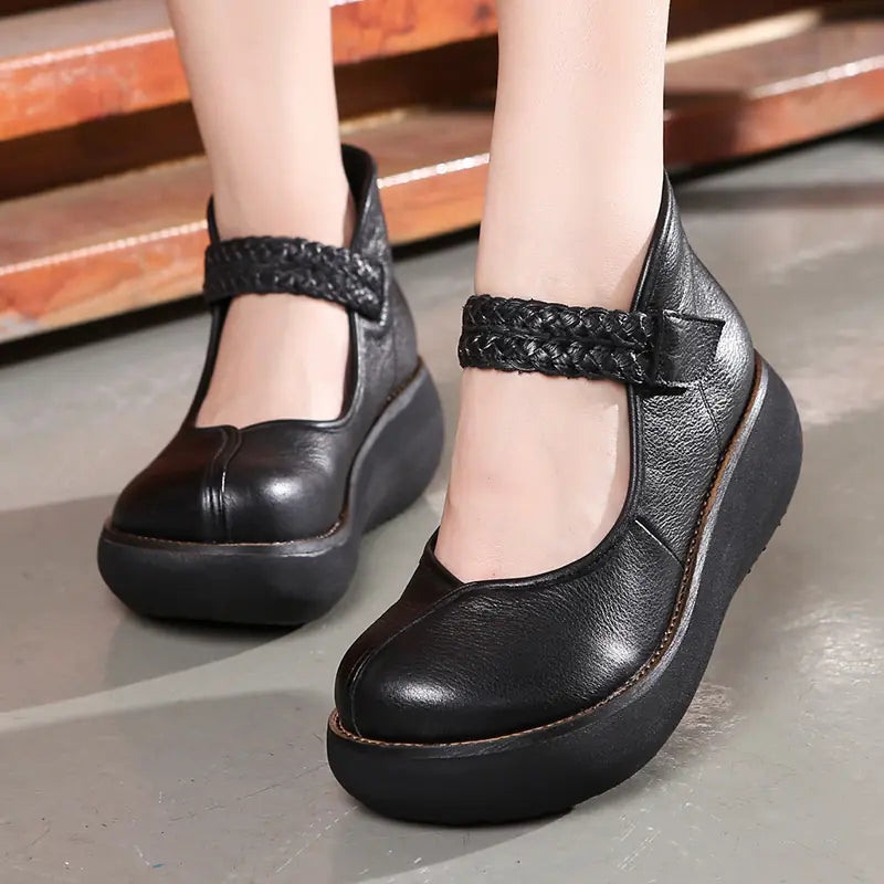 Retro Floral Casual Leather Women's Shoes