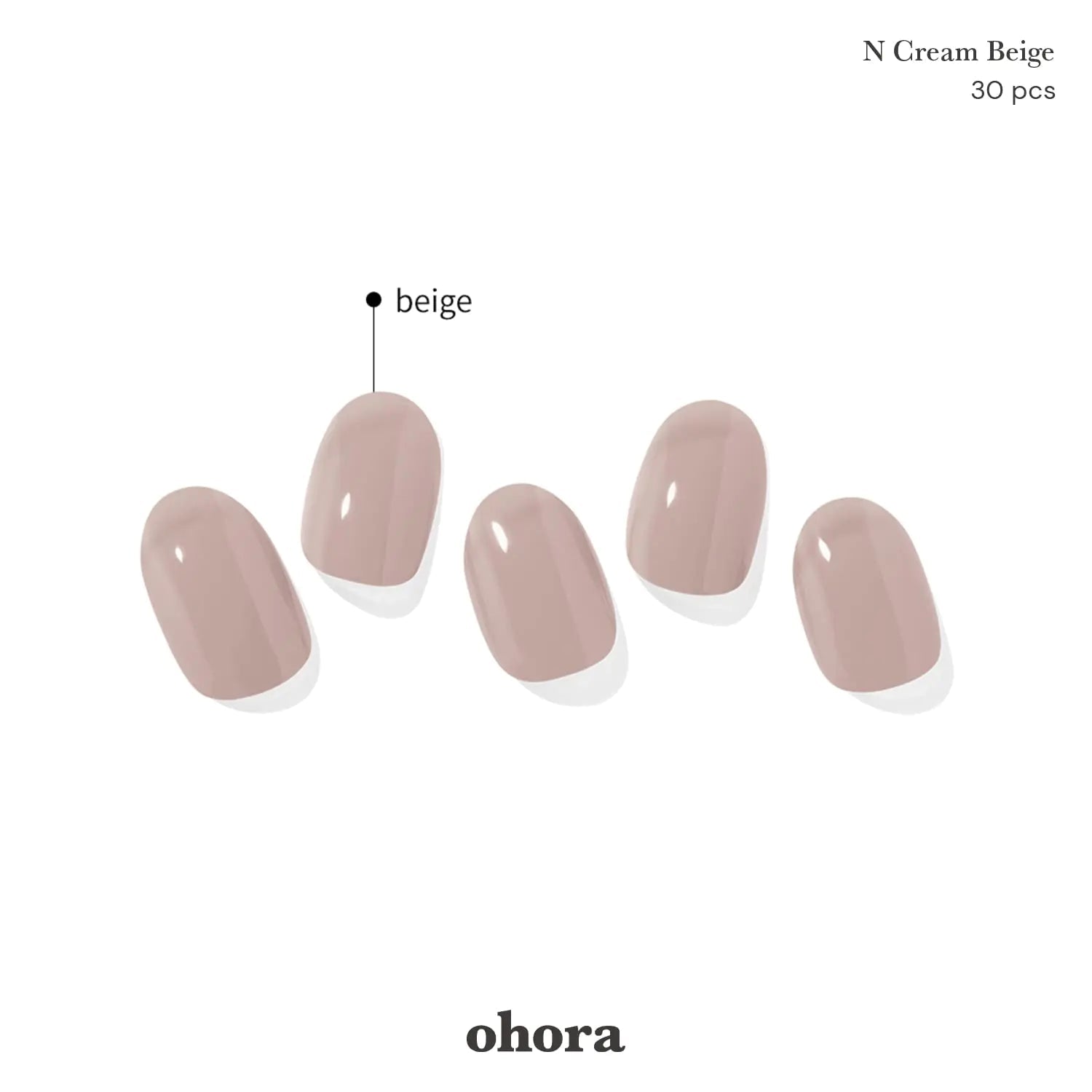 ohora Semi Cured Gel Nail Strips (N Cream Beige) - Nude, Solid, Works with Any UV/LED Nail Lamps, Salon - Quality, Long Lasting, Easy to Apply & Remove - Includes 2 Prep Pads, Nail File & Wooden Stick 01. N Cream Beige - Trendy Home Mart