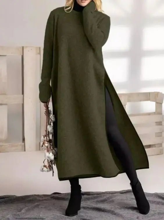 Oversized Knit Lace Dress Brushed Hoody Casual Dress - Trendy Home Mart