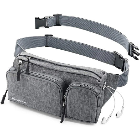 OlimpiaFit Fanny Pack – Waist Bag with 6 Anti-Theft Pockets (Gray)