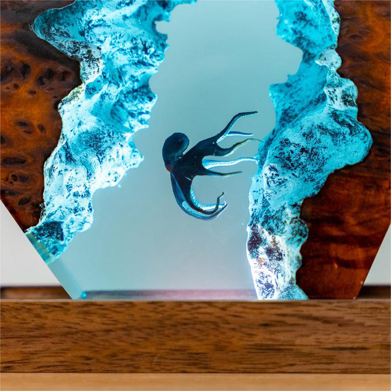 Resin Small Night Lamp 3D Diver Octopus Epoxy Handmade Crafts Decoration - Trendy Home Mart