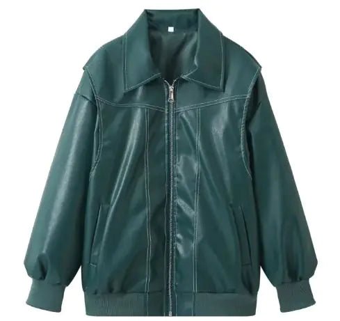 Retro Jacket Cool Stand Collar Long Sleeve Jacket Womens Clothing - Trendy Home Mart