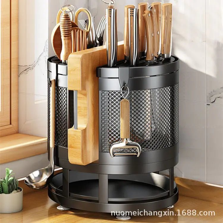 Rotating Kitchen Storage Rack for Utensils and Knives - Trendy Home Mart