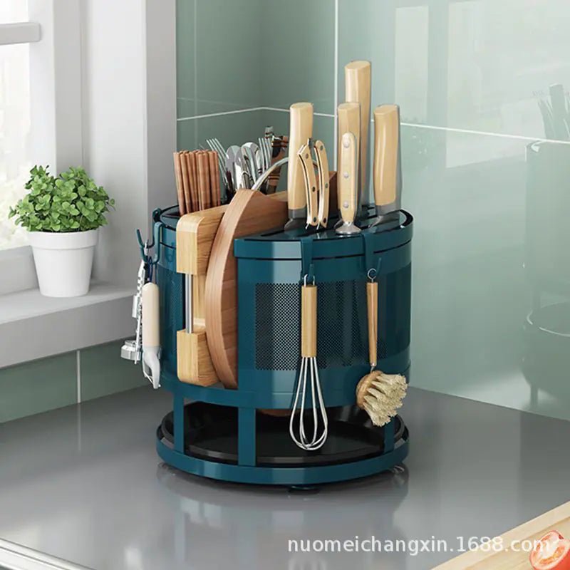 Rotating Kitchen Storage Rack for Utensils and Knives - Trendy Home Mart