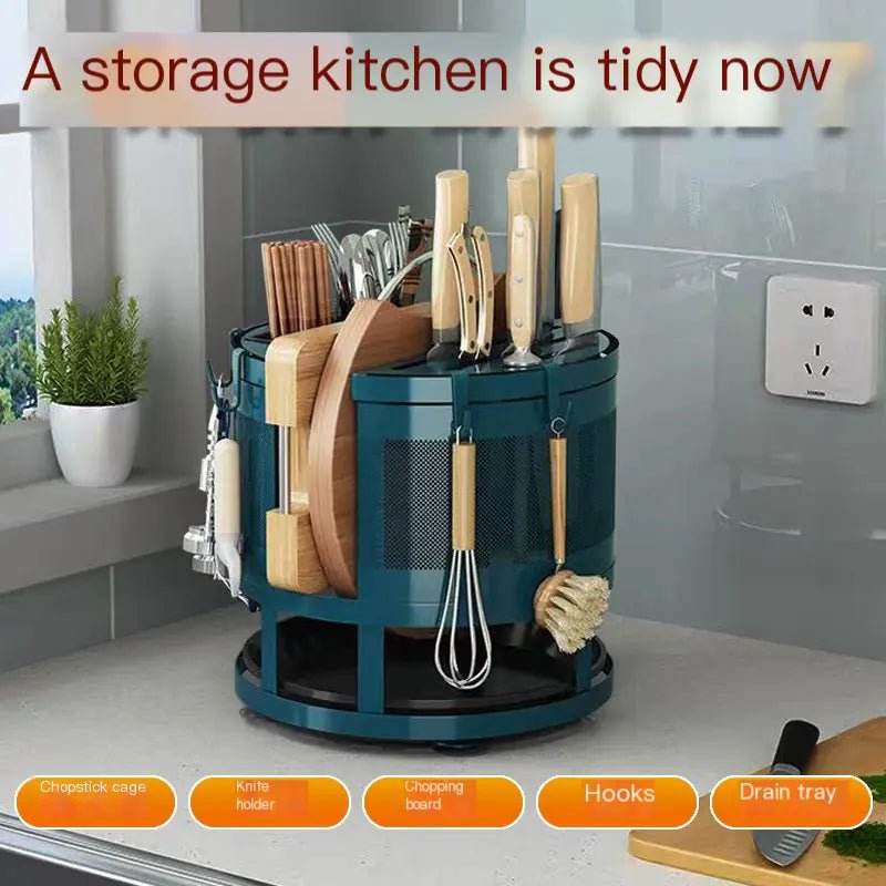 Rotating Kitchen Storage Rack for Utensils and Knives - Trendy Home Mart