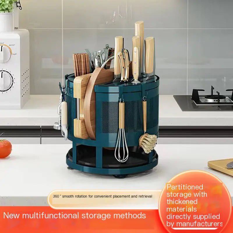 Rotating Kitchen Storage Rack for Utensils and Knives - Trendy Home Mart