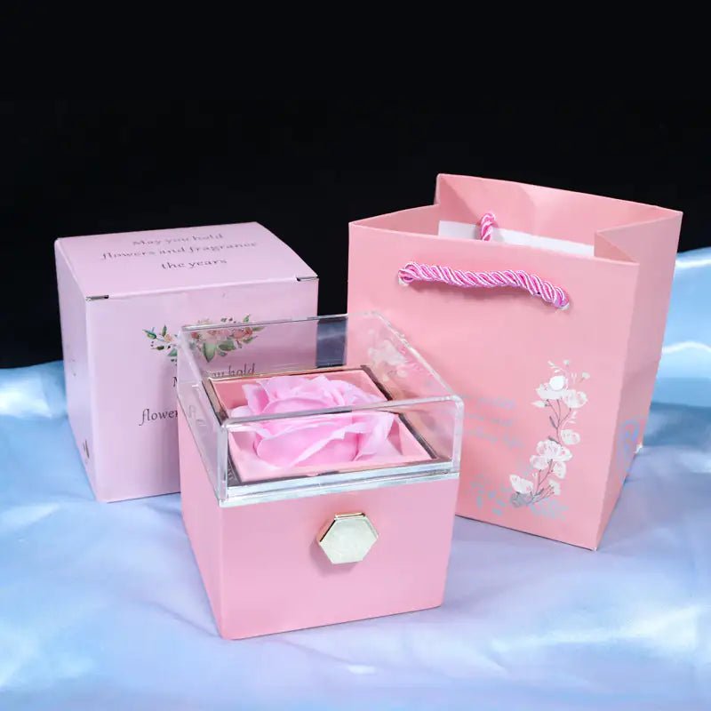 Rotating Soap Flower Rose Gift Box Creative Rotating Rose Jewelry Packaging Box - Trendy Home Mart