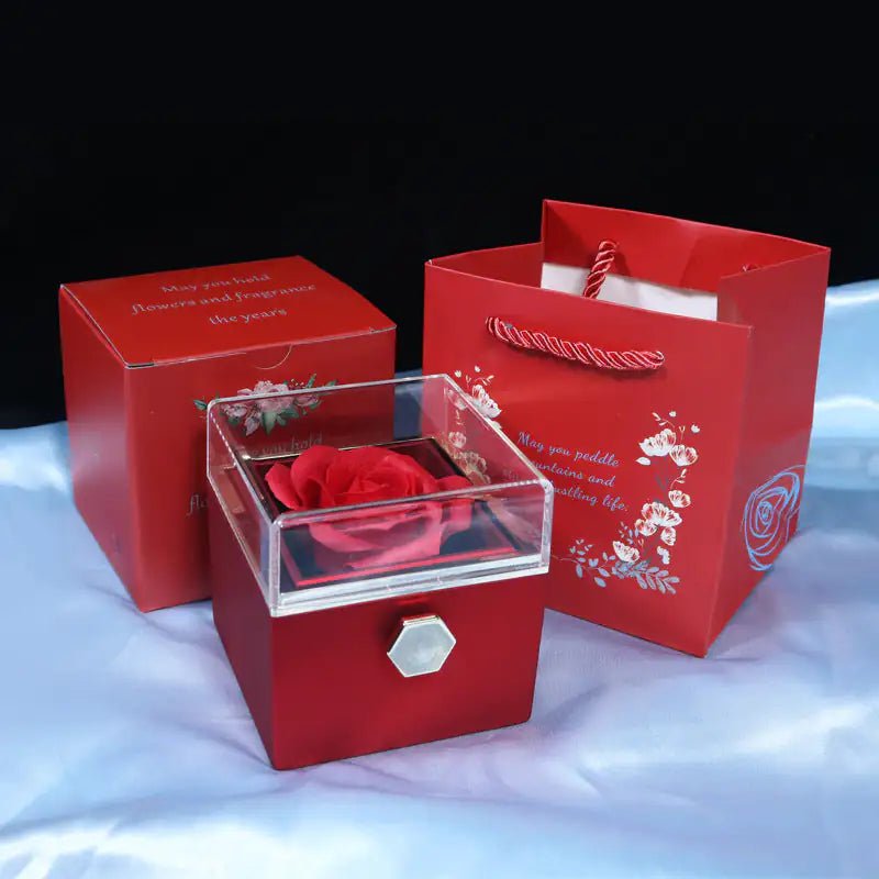 Rotating Soap Flower Rose Gift Box Creative Rotating Rose Jewelry Packaging Box - Trendy Home Mart