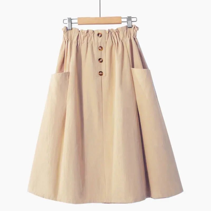 Solid Color Loose Cotton Mid - Length Skirt - Trendy Home Mart