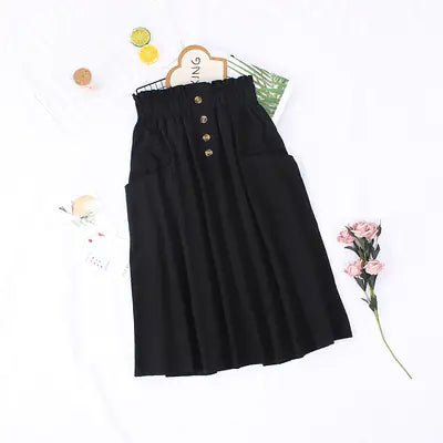 Solid Color Loose Cotton Mid - Length Skirt - Trendy Home Mart