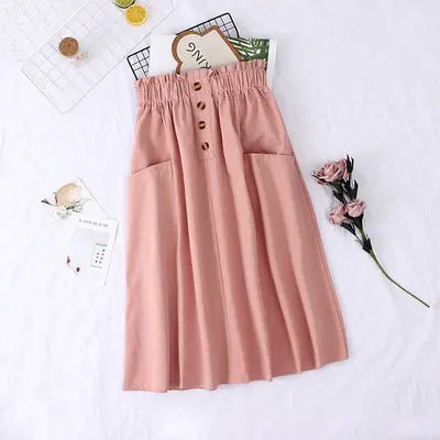 Solid Color Loose Cotton Mid - Length Skirt - Trendy Home Mart