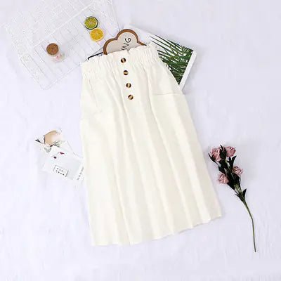 Solid Color Loose Cotton Mid - Length Skirt - Trendy Home Mart