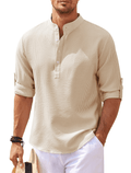 Stand Collar Button Shirt Summer Pineapple Texture Shirt Casual Top Men's Clothing - Trendy Home Mart