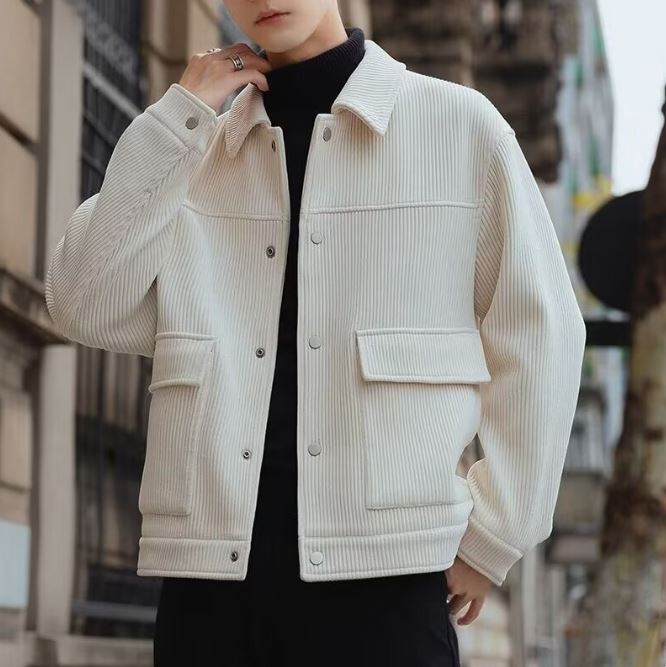 Striped Short Style Casual Men's Clothing Lapel - Trendy Home Mart