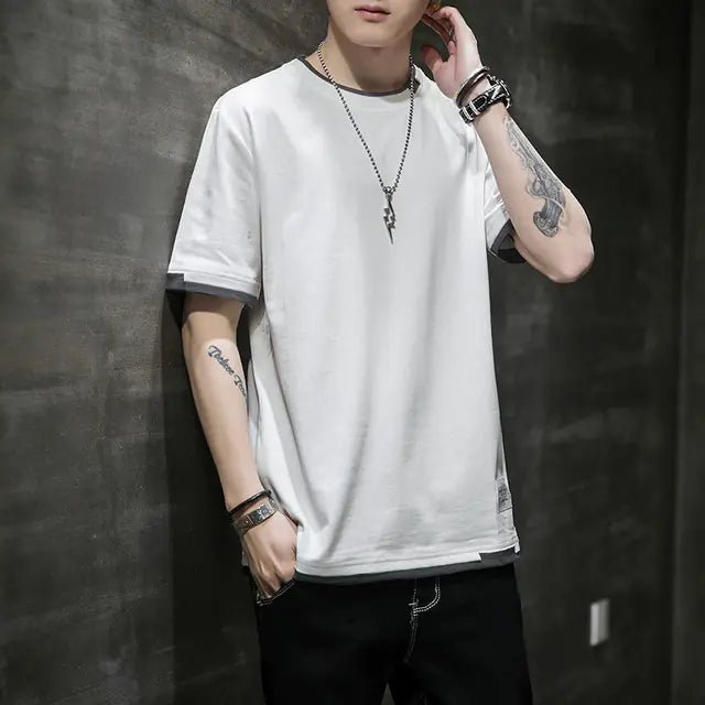 Stylish Men's Summer Two - Piece Spliced Pullover T-shirts - Trendy Home Mart