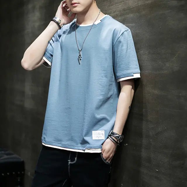 Stylish Men's Summer Two - Piece Spliced Pullover T-shirts - Trendy Home Mart